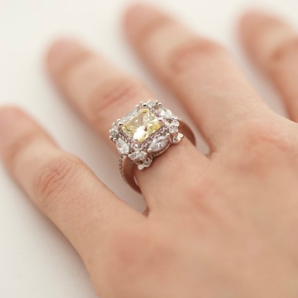 18k Gold Dipped Yellow Pink Topaz Engagement - Picture 9 of 12